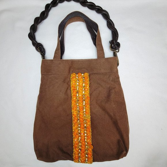Canvas Mimco Brown Beaded Shoulder Bag - Picture 1 of 10